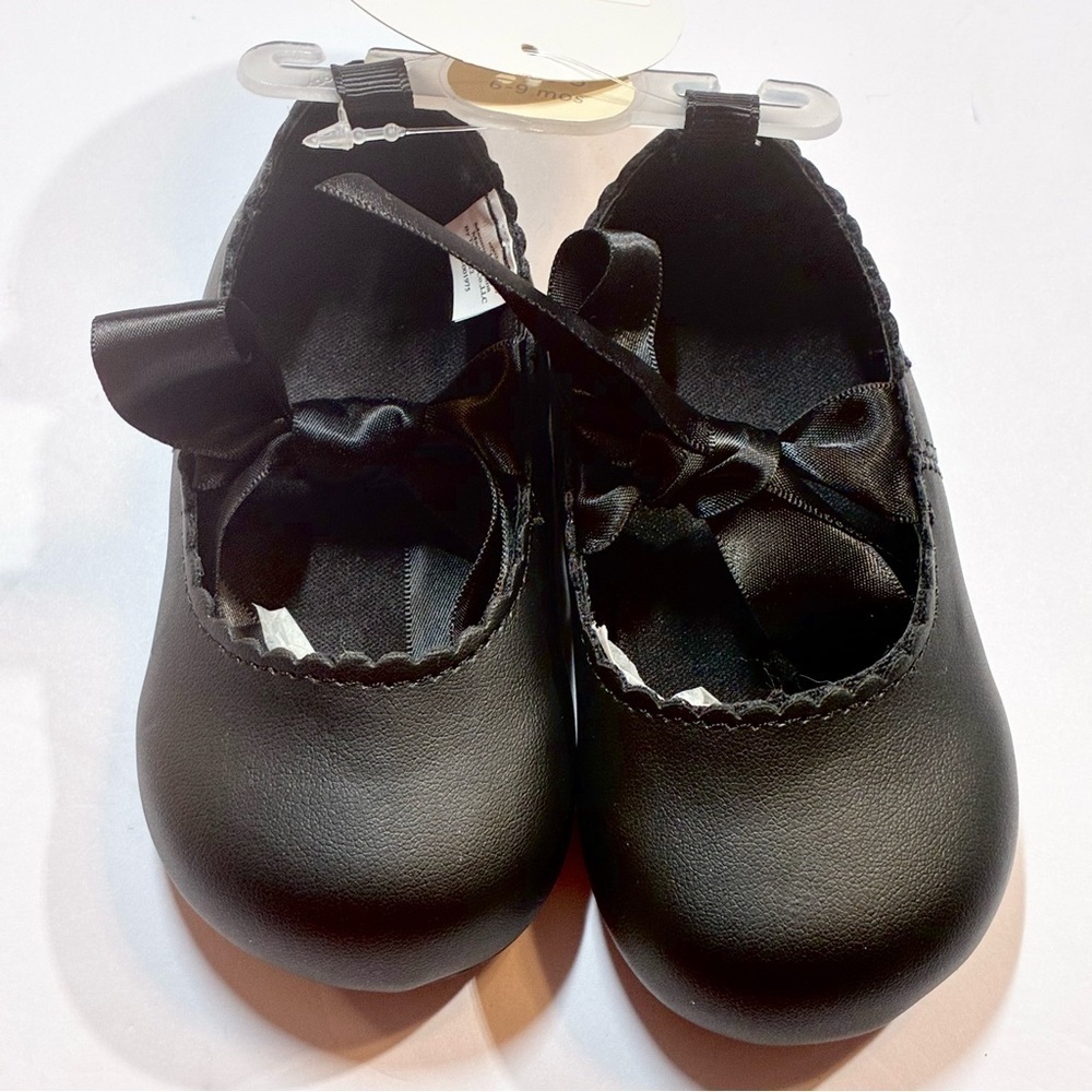 First Impressions Baby Girls 3C (6-9mos) Faux Leather Black Ballet Flats